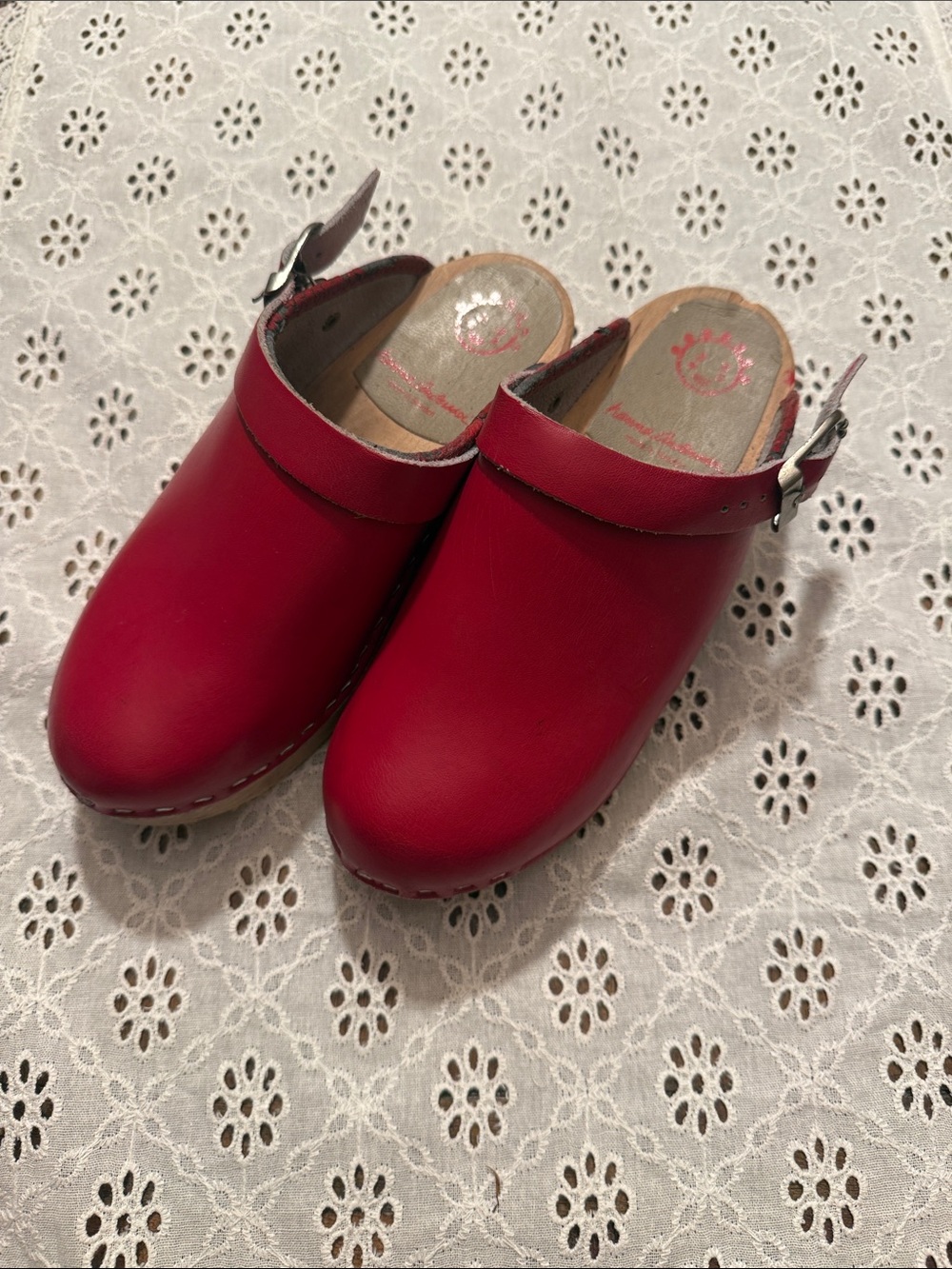Hanna Andersson Kids Red Leather Clog with Backstrap